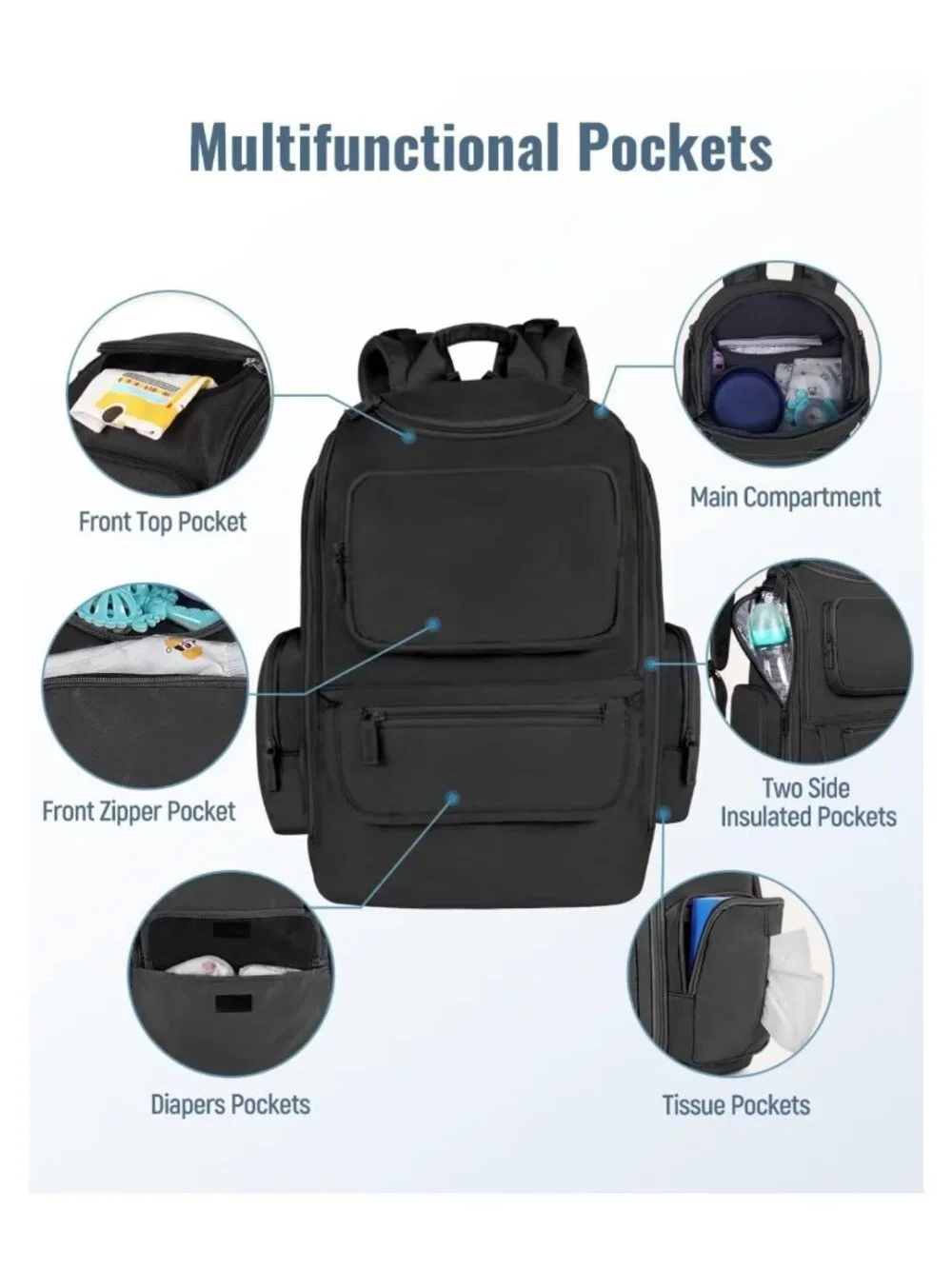 Mancro Diaper Bag Backpack Dad Diaper Bag with 2 Insulated Pockets Large
